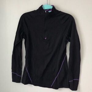 Ibex merino wool base layer long sleeve 1/4 zip mock neck pullover top womens S